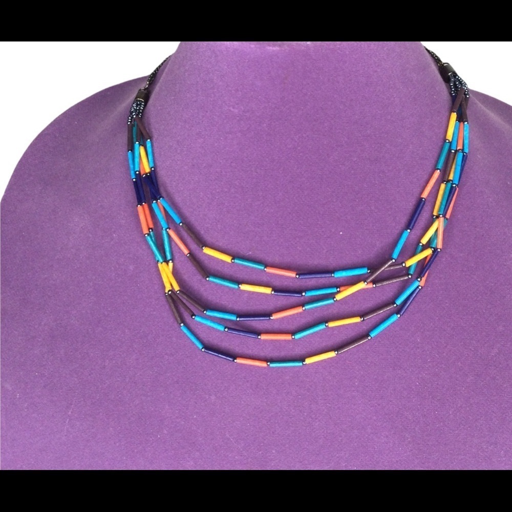 Zad multi colored multi layered beaded necklace 18’inches